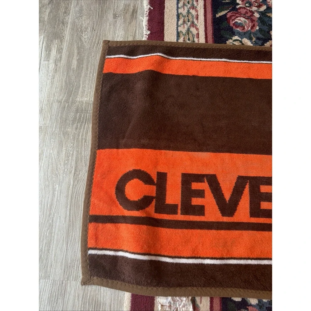 Vintage 1980's Cleveland Brown Stadium Throw Blanket 26 1/2 x 57 1/2 Beach Towel